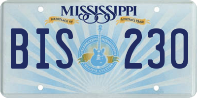 MS license plate BIS230