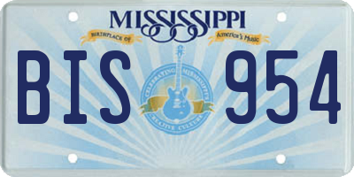 MS license plate BIS954