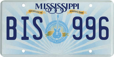 MS license plate BIS996