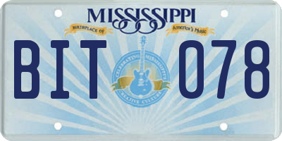 MS license plate BIT078