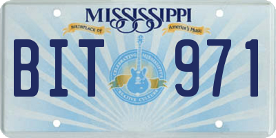 MS license plate BIT971
