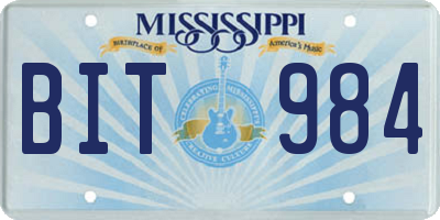 MS license plate BIT984