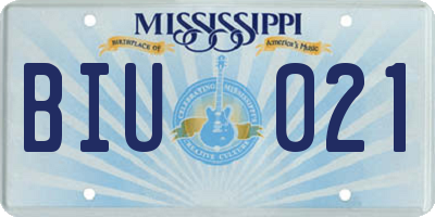 MS license plate BIU021