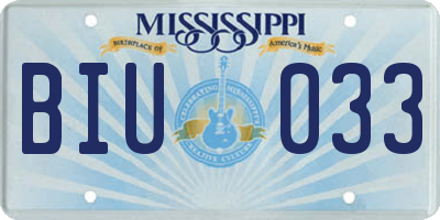 MS license plate BIU033