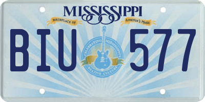 MS license plate BIU577