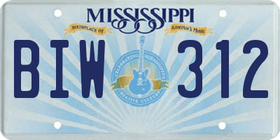 MS license plate BIW312