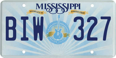 MS license plate BIW327