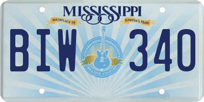 MS license plate BIW340
