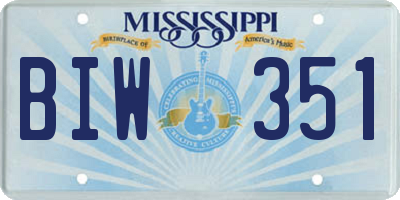 MS license plate BIW351