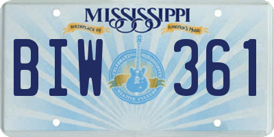MS license plate BIW361