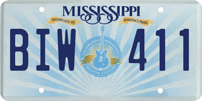 MS license plate BIW411