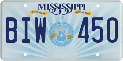 MS license plate BIW450
