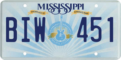 MS license plate BIW451