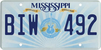 MS license plate BIW492