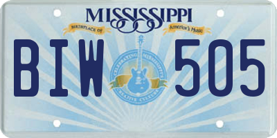 MS license plate BIW505