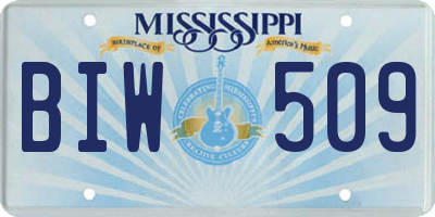 MS license plate BIW509