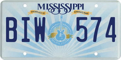 MS license plate BIW574