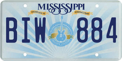 MS license plate BIW884