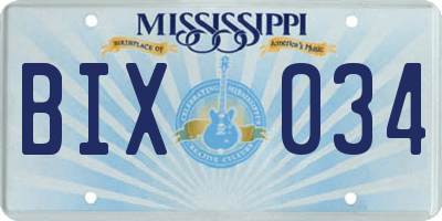 MS license plate BIX034