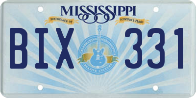 MS license plate BIX331