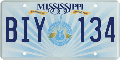 MS license plate BIY134