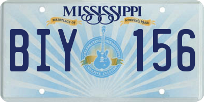MS license plate BIY156
