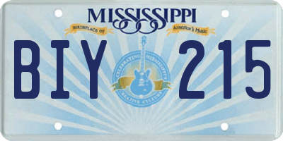 MS license plate BIY215