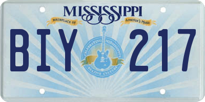 MS license plate BIY217