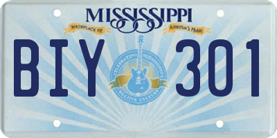 MS license plate BIY301