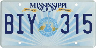 MS license plate BIY315