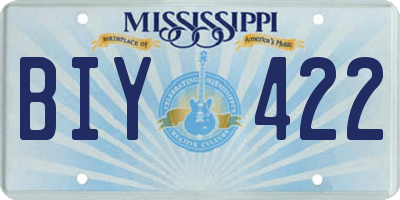MS license plate BIY422