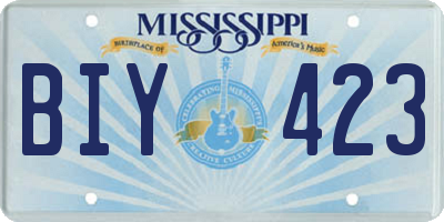 MS license plate BIY423