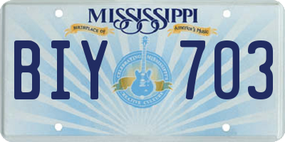 MS license plate BIY703
