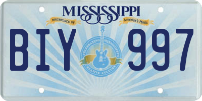 MS license plate BIY997