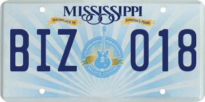 MS license plate BIZ018