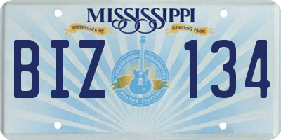 MS license plate BIZ134