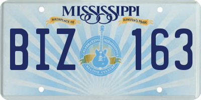 MS license plate BIZ163