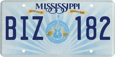 MS license plate BIZ182