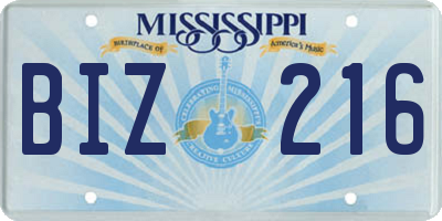 MS license plate BIZ216