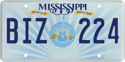 MS license plate BIZ224