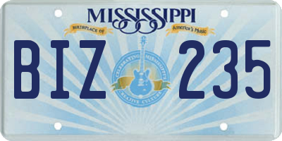 MS license plate BIZ235