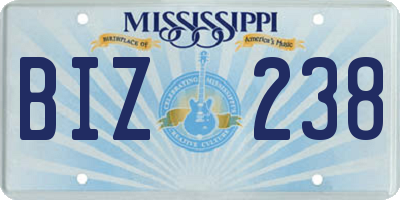 MS license plate BIZ238