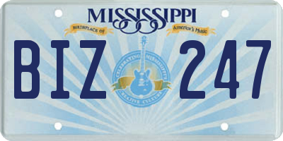 MS license plate BIZ247