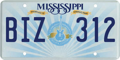 MS license plate BIZ312