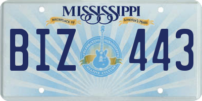 MS license plate BIZ443