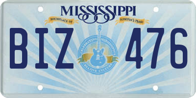 MS license plate BIZ476