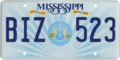 MS license plate BIZ523