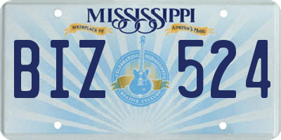 MS license plate BIZ524