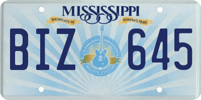 MS license plate BIZ645