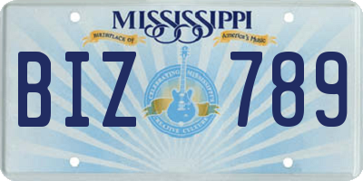 MS license plate BIZ789